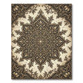 Intricate Bronze Floral Damask Medallion Rug