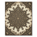 Intricate Bronze Floral Damask Medallion Rug