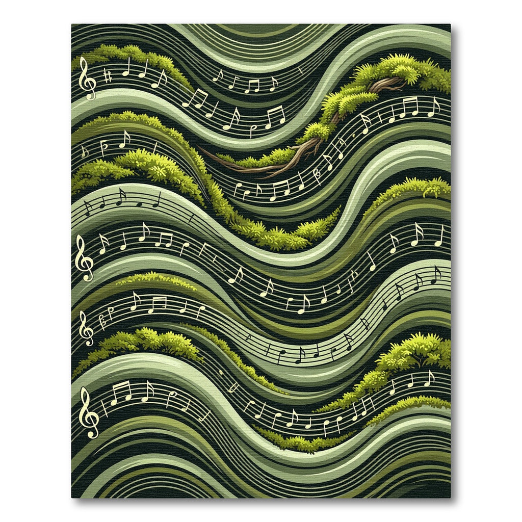 Verdant Musical Waves With Foliage Rug
