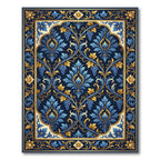 Blue and Gold Damask Grape Vine Rug