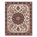 Elegant Floral Paisley Medallion Ivory Salmon Rug
