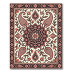Elegant Floral Paisley Medallion Ivory Salmon Rug