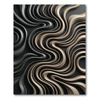 Metallic Gold Black Flowing Waves Rug