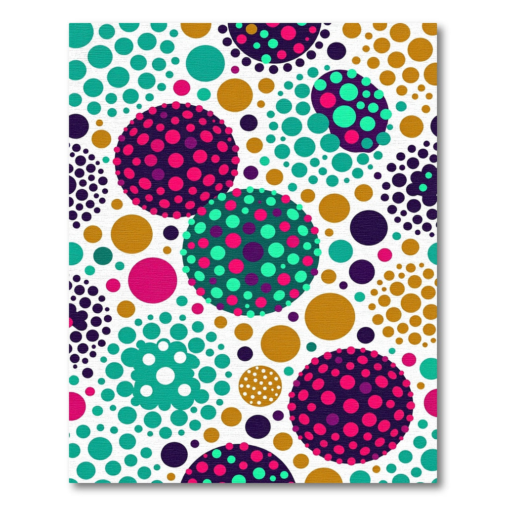 Vibrant Multicolored Polka Dot Spheres Rug