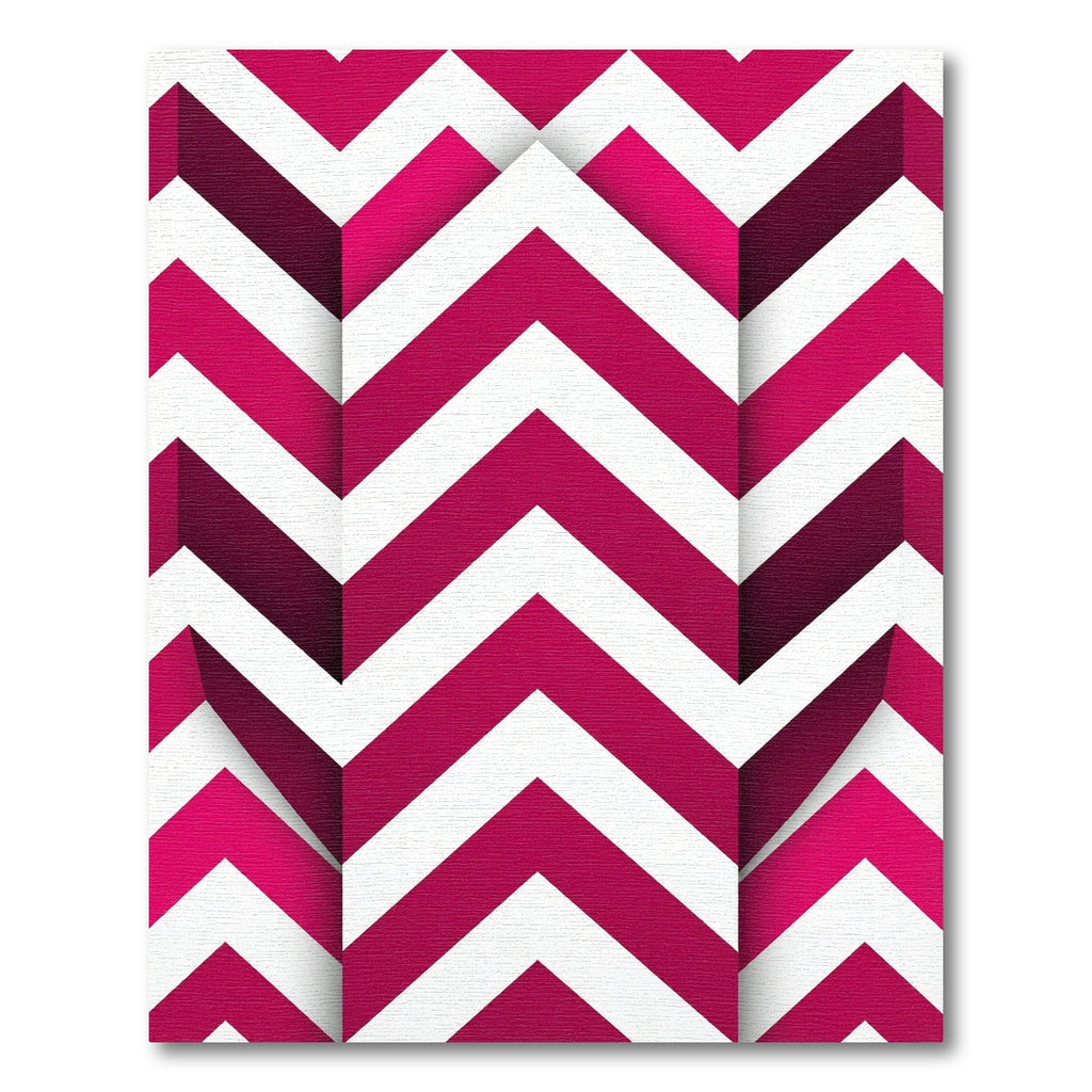 Modern Magenta Geometric Chevron Stripe Rug