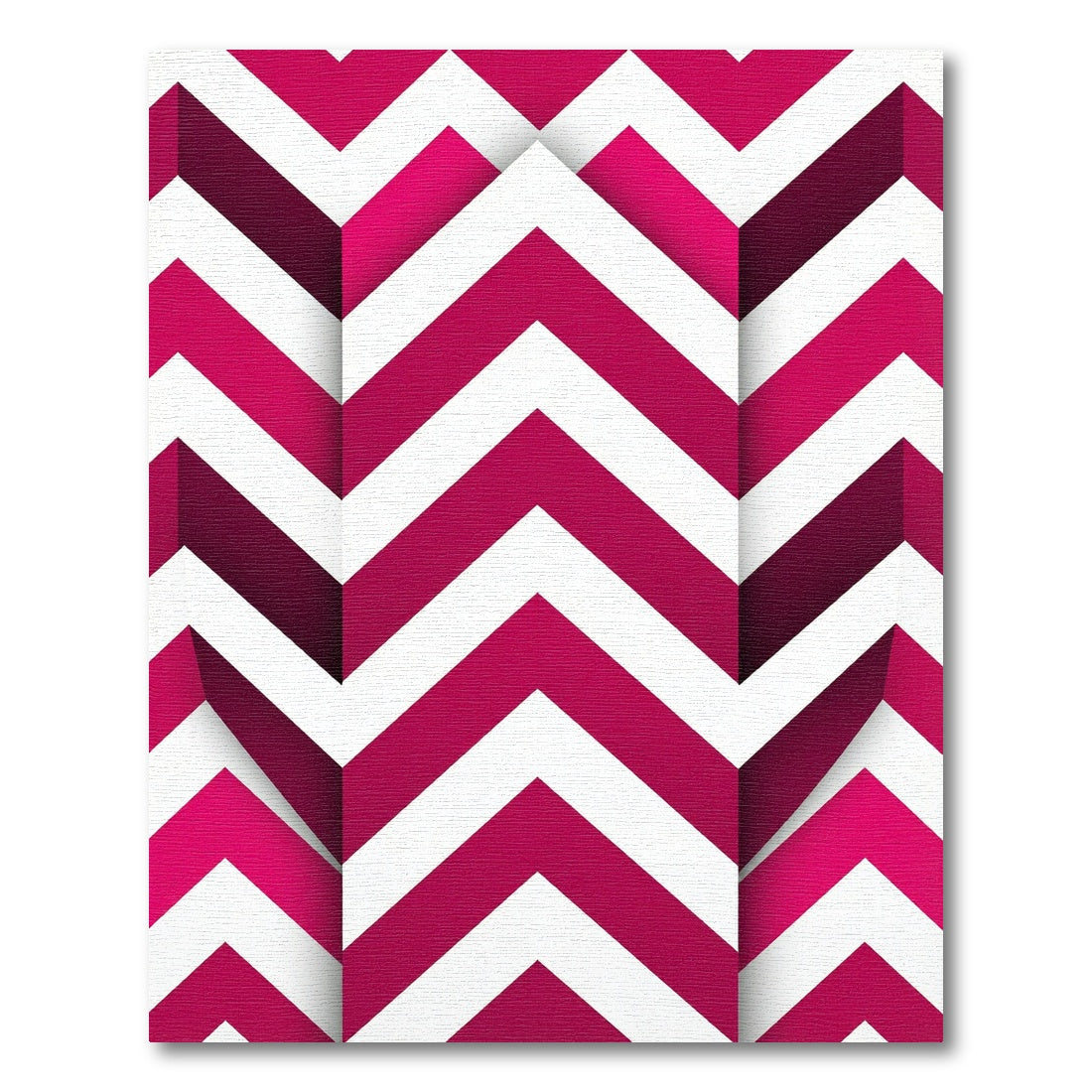 Modern Magenta Geometric Chevron Stripe Rug