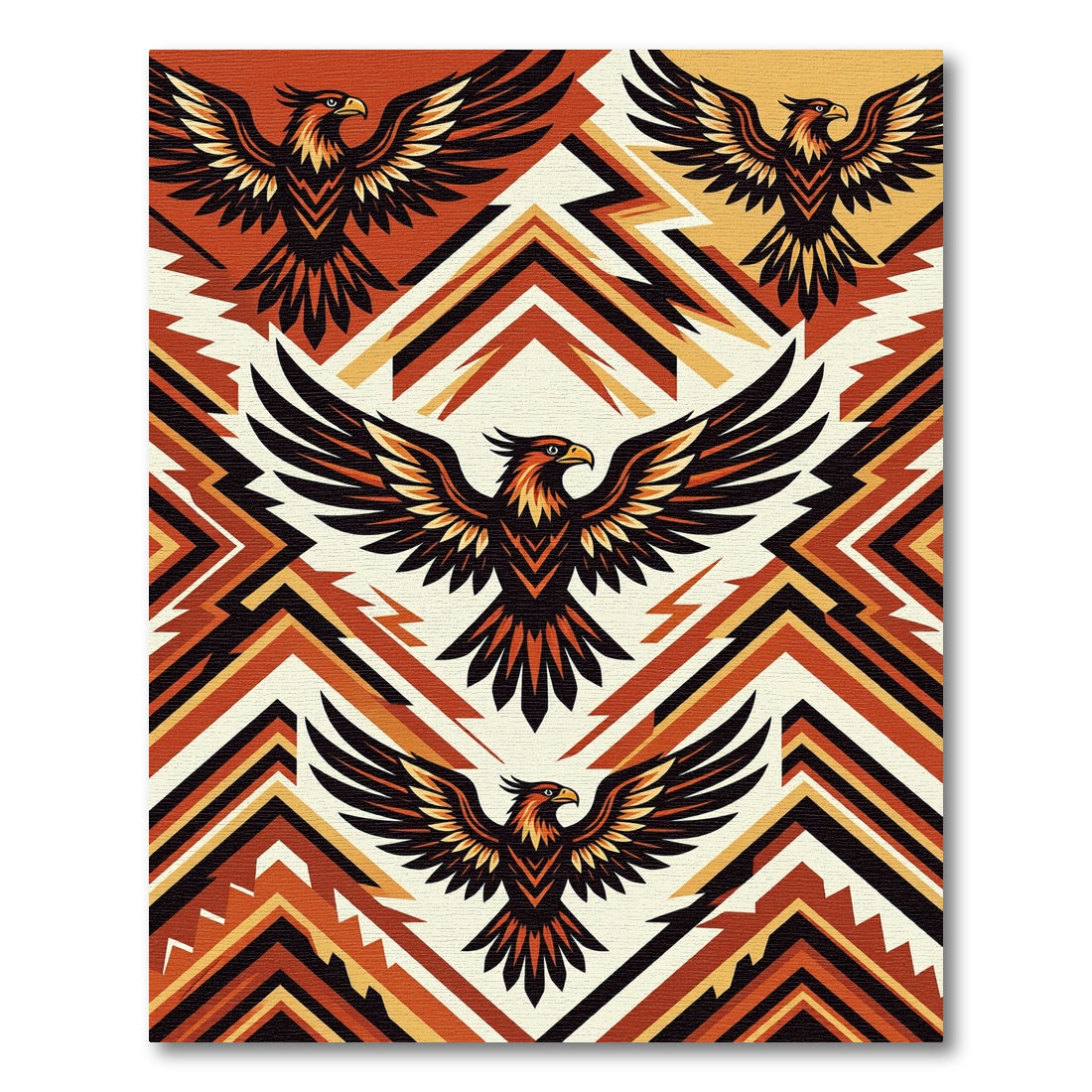 Geometric Eagle Totem Ochre Terracotta Feather Rug