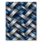 Modern Interwoven Navy and Silver Geometric Rug