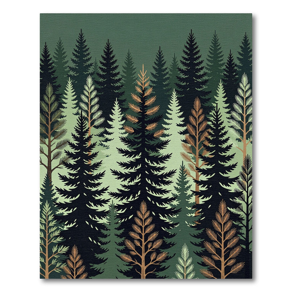Dark Forest Pine Tree Silhouette Rug