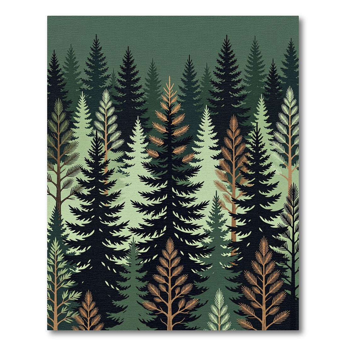 Dark Forest Pine Tree Silhouette Rug