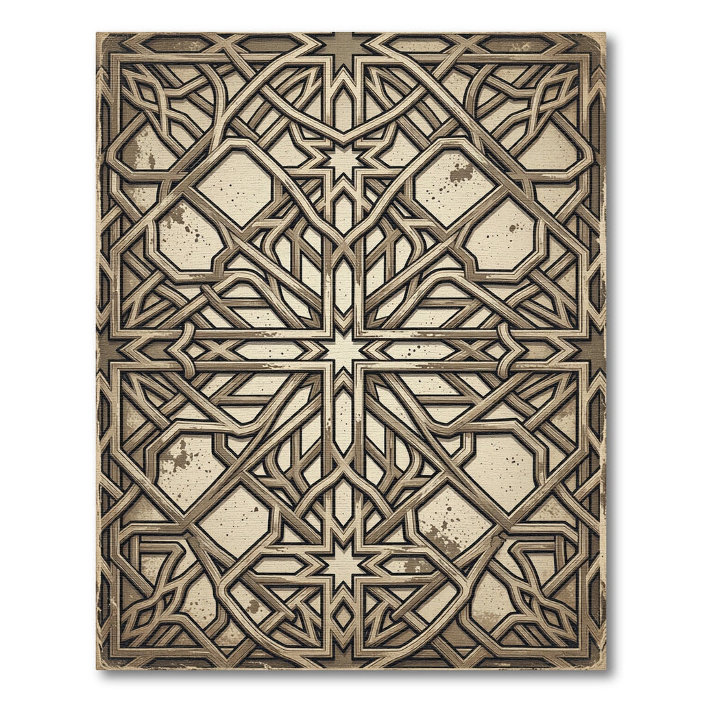 Antique Bronze Intricate Geometric Lattice Rug