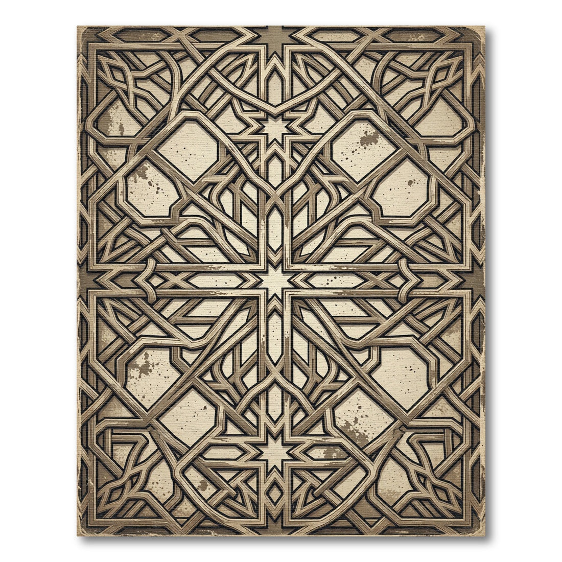Antique Bronze Intricate Geometric Lattice Rug