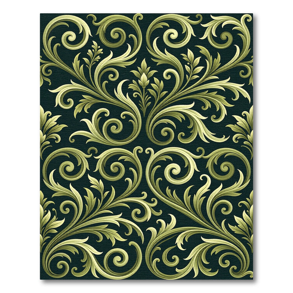 Ornate Gold Leaf Scrollwork Rug