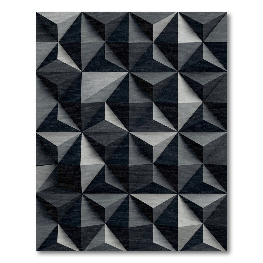 Dark Gray Geometric Faceted Rug