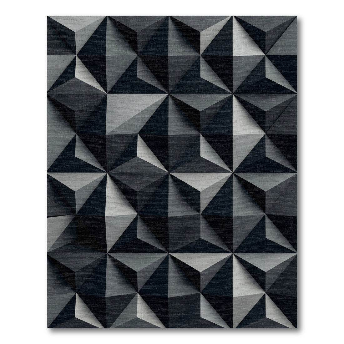 Dark Gray Geometric Faceted Rug