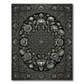 Monochrome Floral Medallion Charcoal Gray Rug