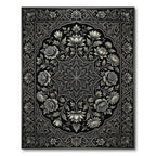 Monochrome Floral Medallion Charcoal Gray Rug