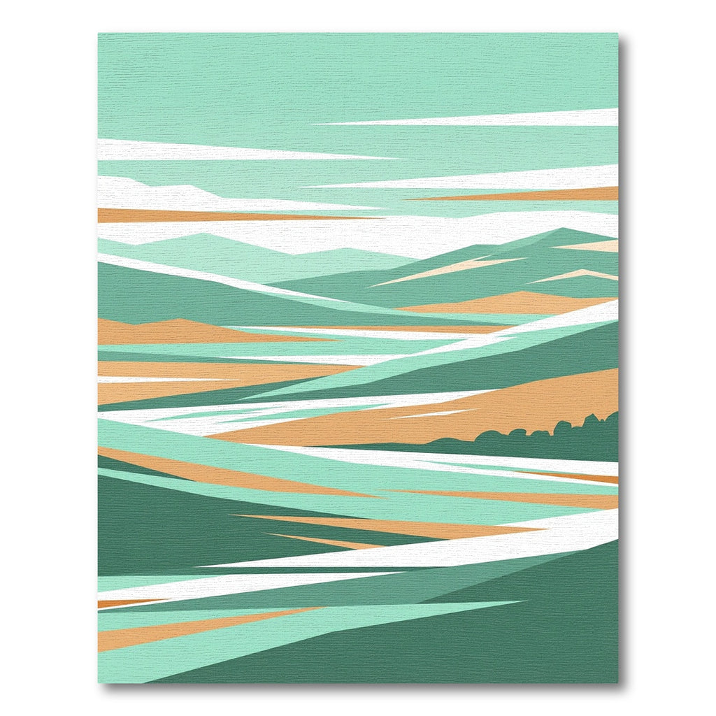 Modern Sage and Ochre Layered Landscape Rug