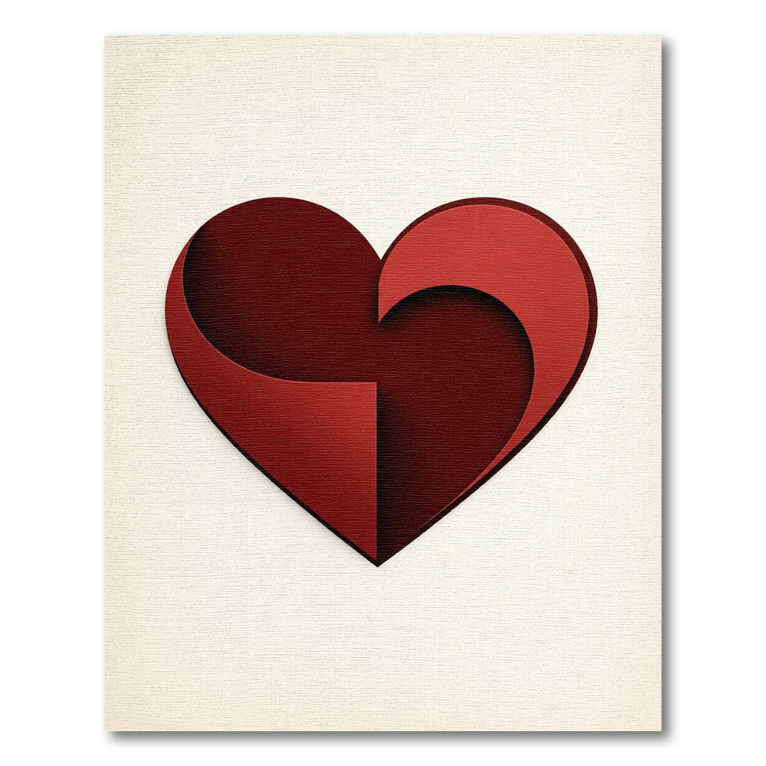 Minimalist Scarlet Heart Layered Abstract Rug
