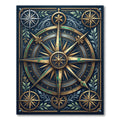 Vintage Navy Golden Nautical Compass Rug