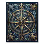 Vintage Navy Golden Nautical Compass Rug