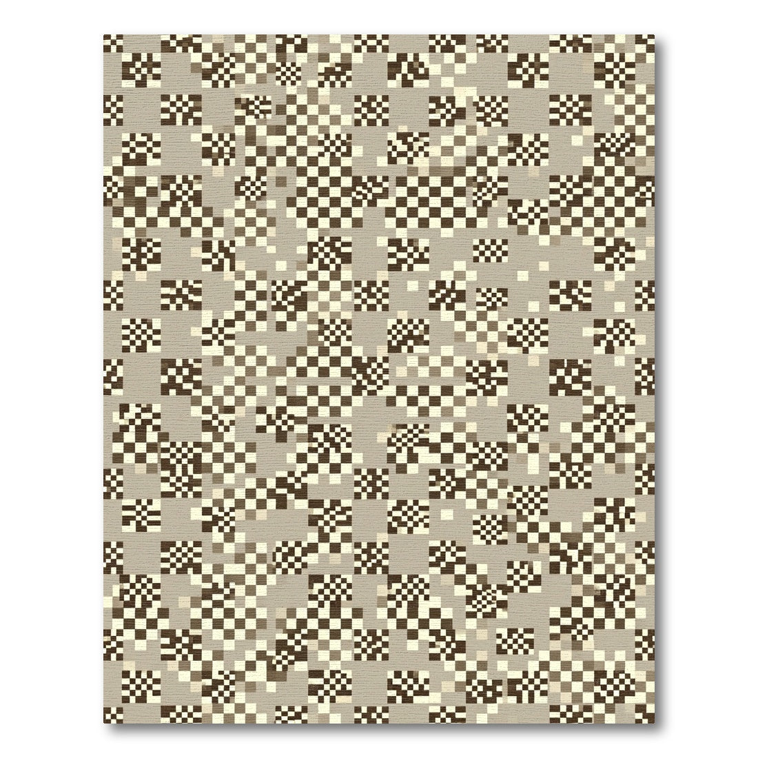 Abstract Pixelated Checkerboard Tone Rug