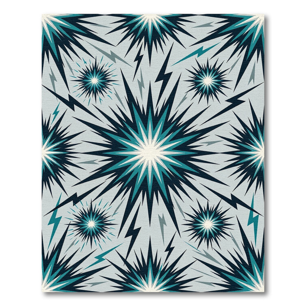 Explosive Teal Starburst Lightning Rug