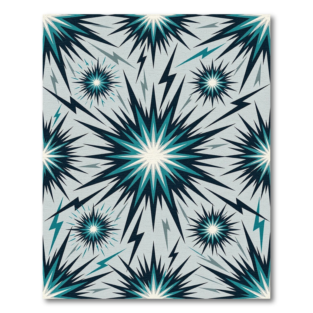Explosive Teal Starburst Lightning Rug