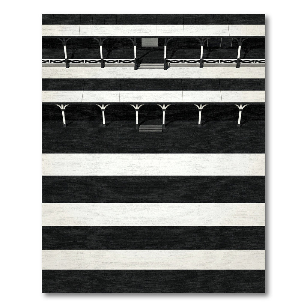Bold Black White Stripe Architectural Rug