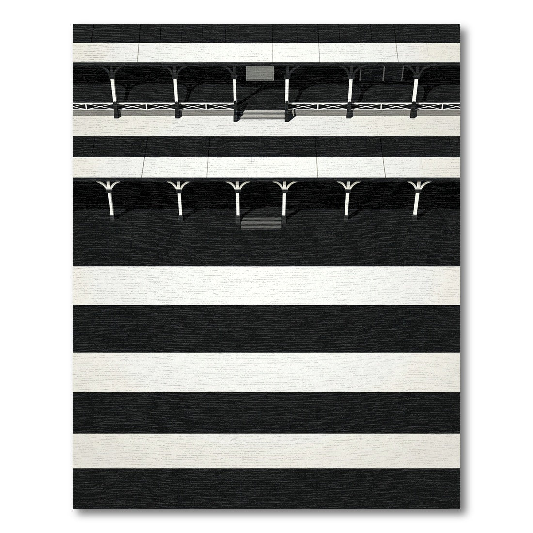 Bold Black White Stripe Architectural Rug