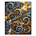 Gilded Gold and Silver Baroque Swirl Rug