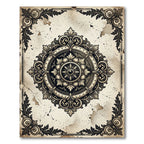 Ornate Black Cream Vintage Medallion Rug