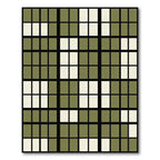 Sage Green Grid Block Geometric Rug