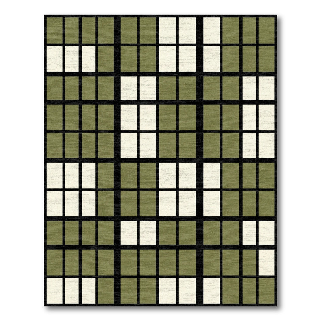 Sage Green Grid Block Geometric Rug