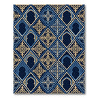 Gilded Navy Gothic Arch Diamond Tessellation Rug