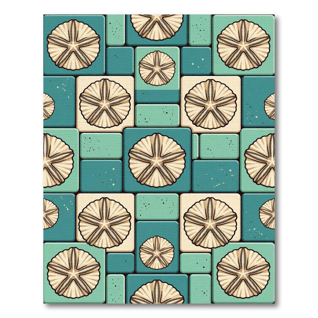 Coastal Teal Sea Shell Mosaic Rug