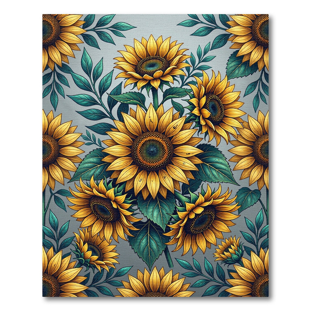 Radiant Sunflower Floral Art Nouveau Rug