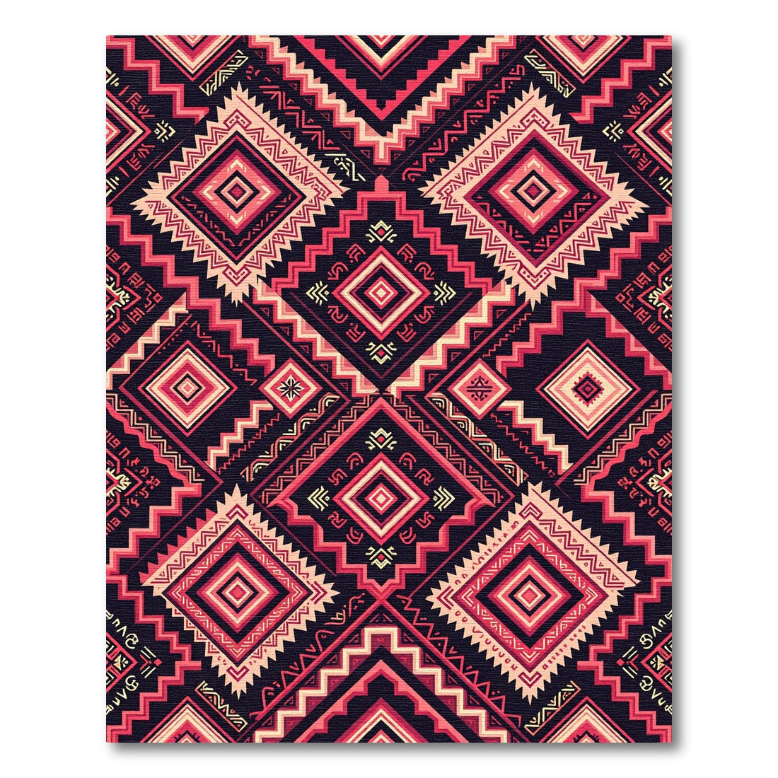 Bold Pink Diamond Tribal Pattern Rug