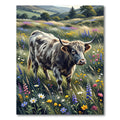 Highland Cow Scenic Meadow Floral Art Rug
