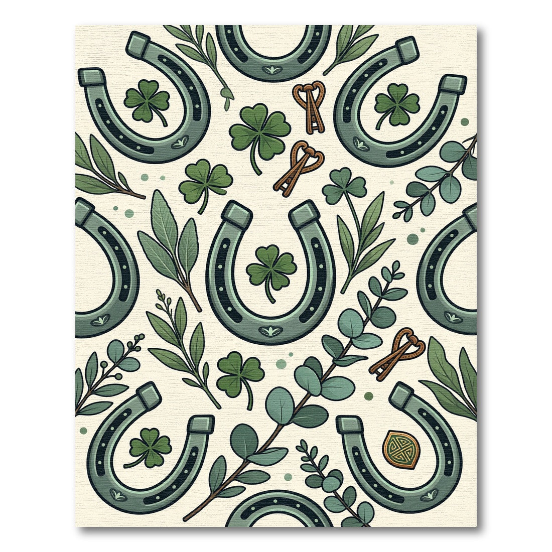Lucky Horseshoe and Clover Botanical Rug