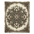 Vintage Cream Floral Damask Medallion Rug