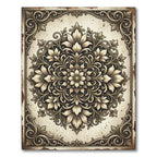 Vintage Cream Floral Damask Medallion Rug