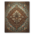 Ornate Golden Foliage Bronzed Slate Medallion Rug