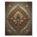 Ornate Golden Foliage Bronzed Slate Medallion Rug