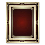 Art Deco Gold Deep Crimson Geometric Rug