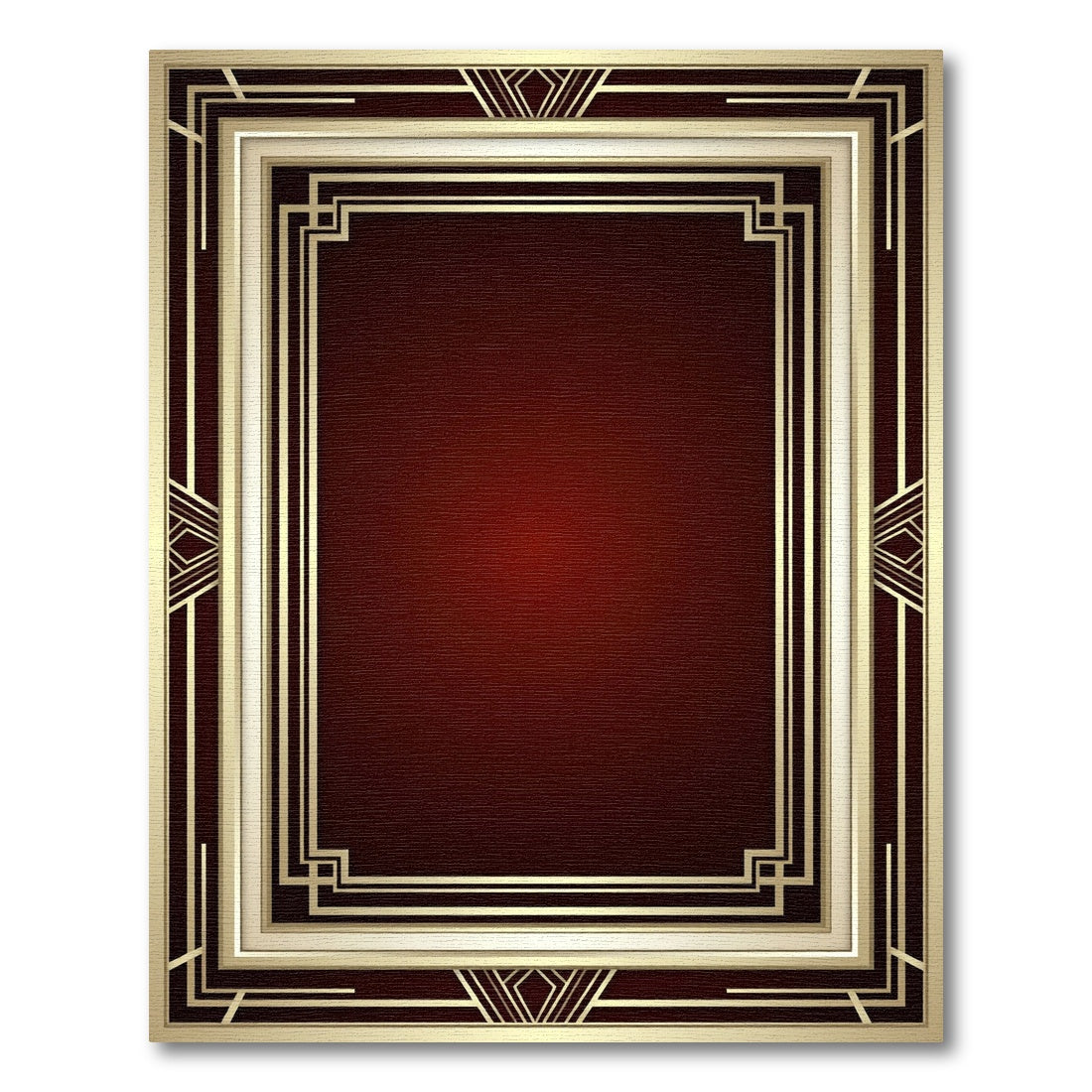 Art Deco Gold Deep Crimson Geometric Rug