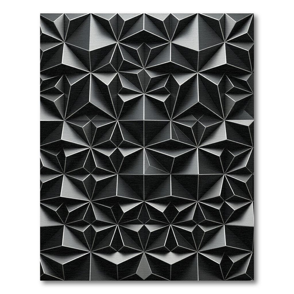 Geometric Dark Gray Relief Facet Rug