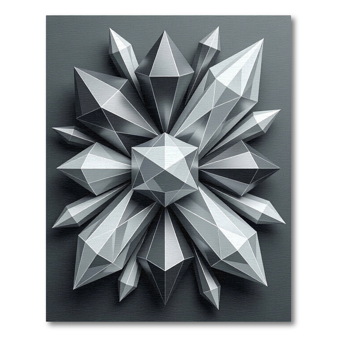 Monochromatic Silver Geometric Crystal Cluster Rug