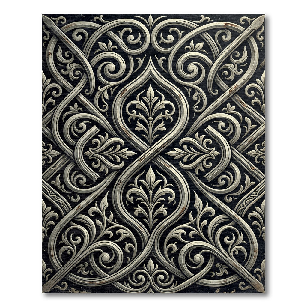 Fleur-de-Lis Scrollwork Iron Black Rug