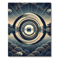 Zen Lotus Circular Gold Navy Art Rug